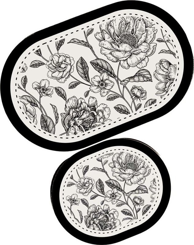 Černobílé koupelnové předložky v sadě 2 ks 60x100 cm Rasse – Foutastic