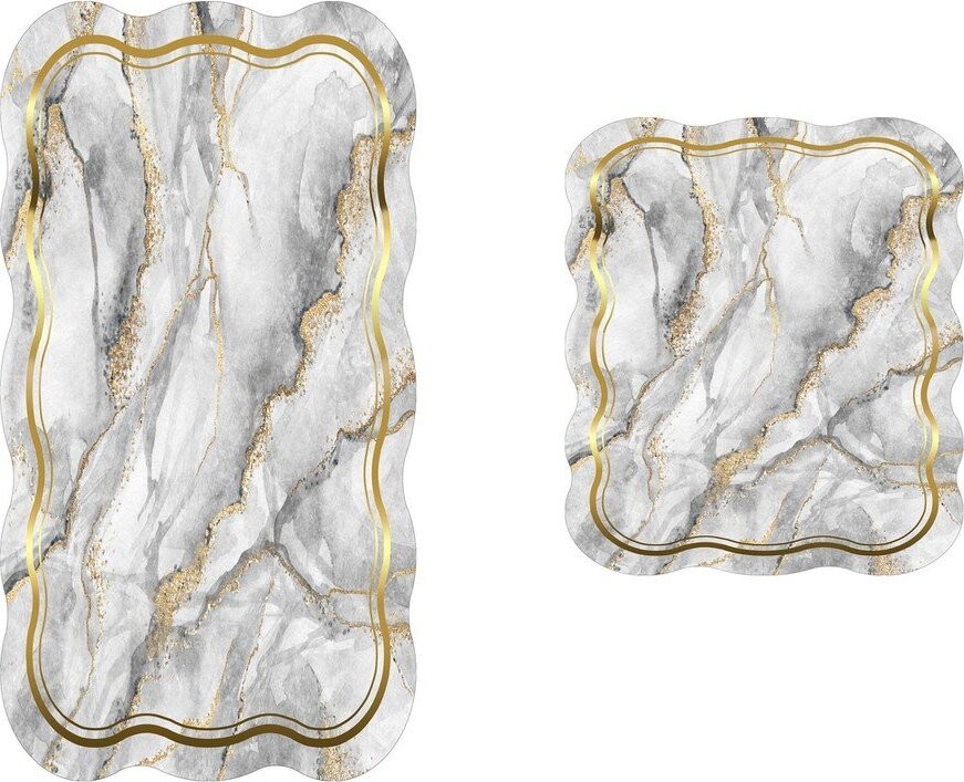 Šedé/ve zlaté barvě koupelnové předložky v sadě 2 ks 60x100 cm – Foutastic