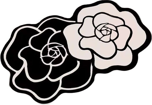 Černobílá koupelnová předložka 60x100 cm Bungari Rose – Foutastic