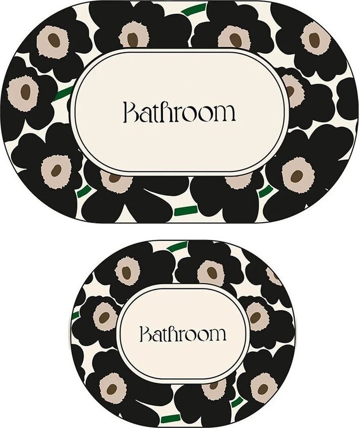 Černé/béžové koupelnové předložky v sadě 2 ks 60x100 cm Oweld – Foutastic