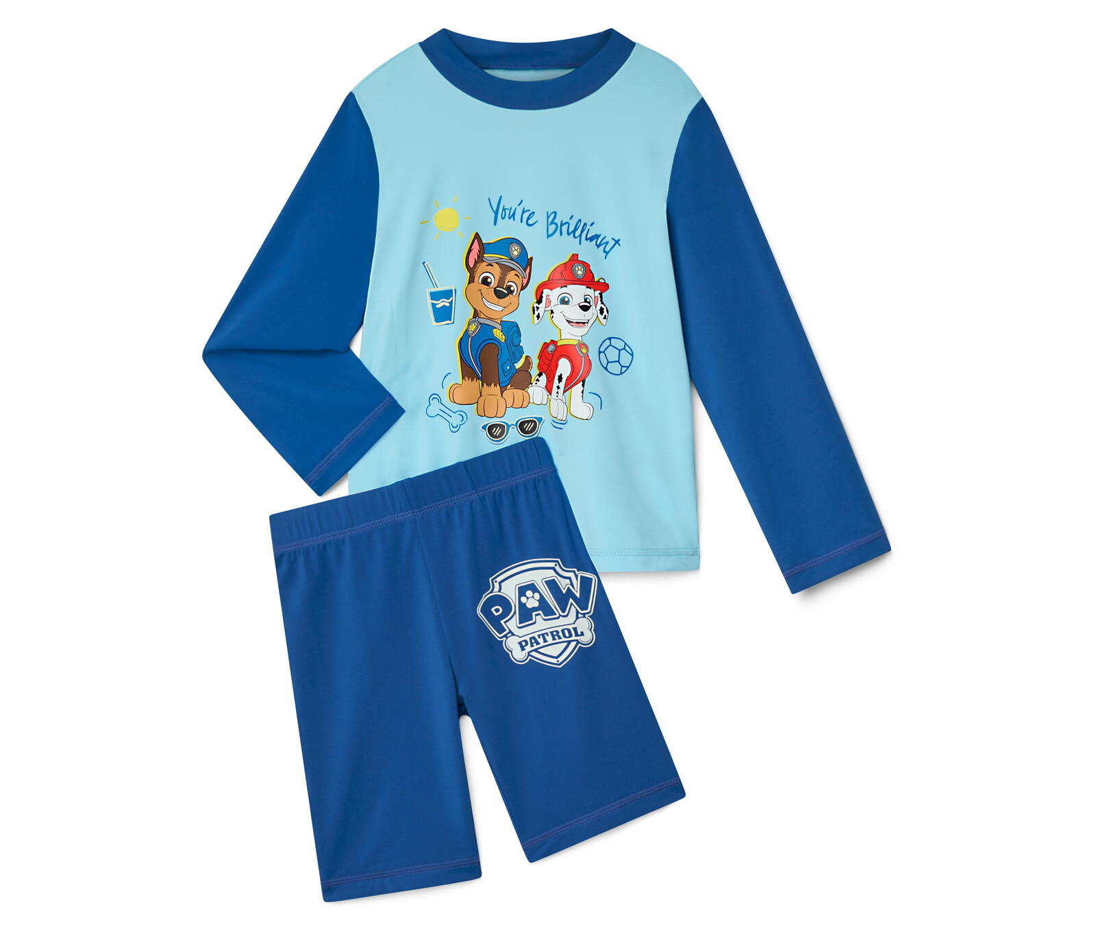 Tchibo - Dětská souprava s UV ochranným faktorem 50+ - pro miminko - vel. 74/80 - barva: modrá/s potiskem