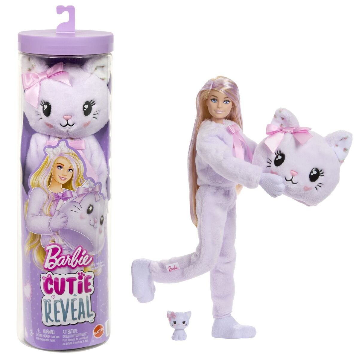 Mattel Barbie Cutie Reveal Barbie sladké mašle - fialové kotě