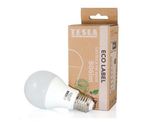 Tesla - LED žárovka BULB E27, 9W, 230V, 806lm, 25 000h, 4000K studená bílá, 220°