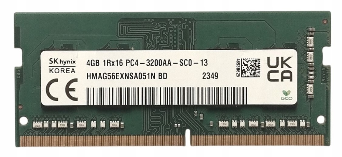 Nová paměť Ram DDR4 Sk Hynix 4GB 3200MHz 1.2V CL22 1Rx16 HMAG56EXNSA051N
