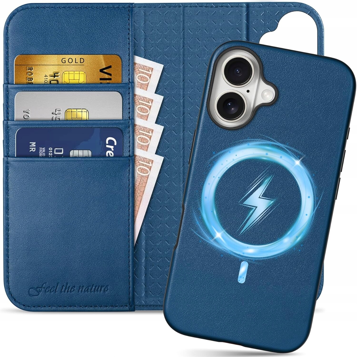 flipové pouzdro Shieldon pro Apple iPhone 16 Plus Přírodní hovězí kůže