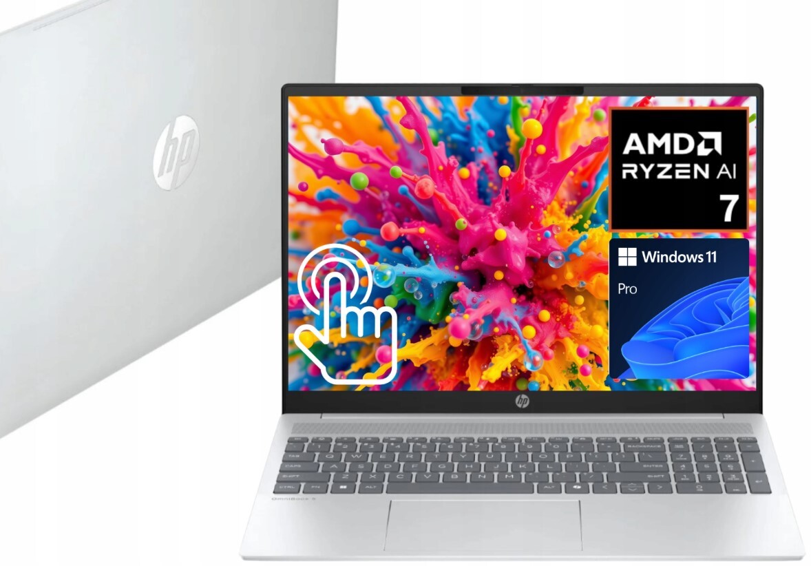 Hp OmniBook 5 16 Ryzen Ai 7 350 8x5GHz 16/512GB Ssd Fhd+ Dotyk 300NIT W11P