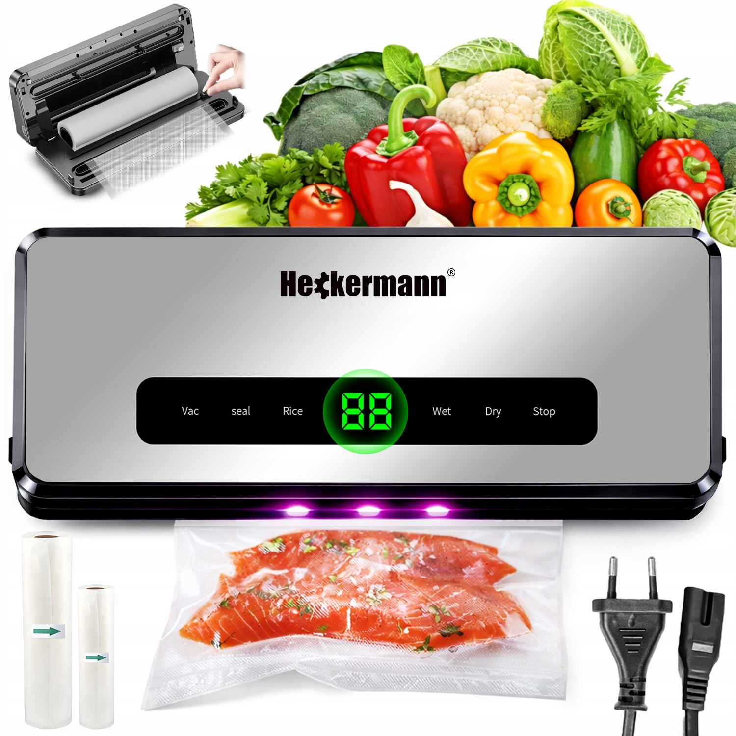 Automatická Vakuová Svářečka Pro Balení Potravin 0,6 Kpa 140 W Fólie