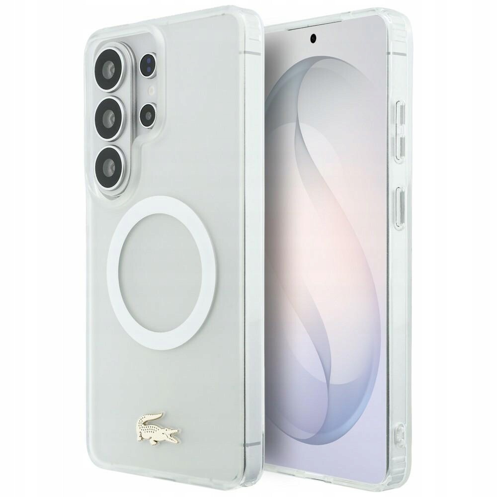 Pouzdro Lacoste Shockproof Frosted Gold MagSafe pro Samsung Galaxy S26 Ultra bílé