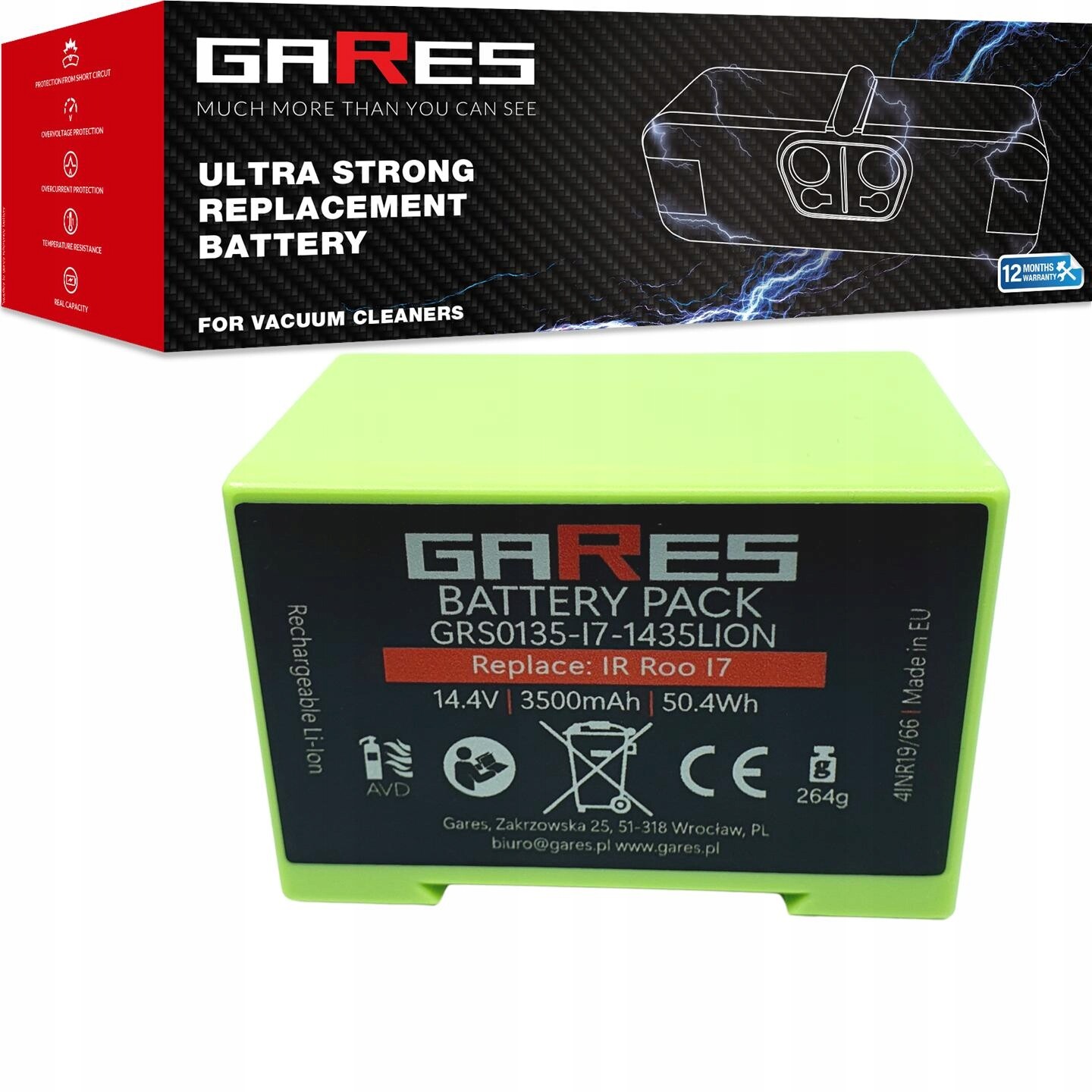 Akumulátor Gares pro iRobot Roomba i7 i7+ i3 i3+ i4 i4+ 4624864 14,4V 3,5Ah