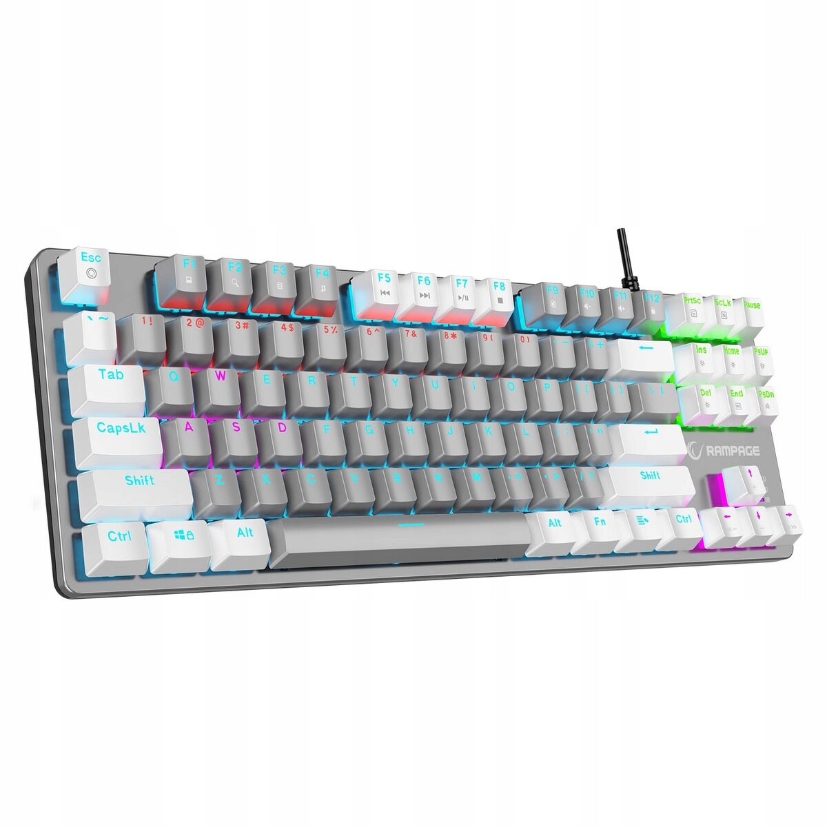 Rampage Mechanická herní klávesnice Snug Rgb Krgd Blue šedo-bílá