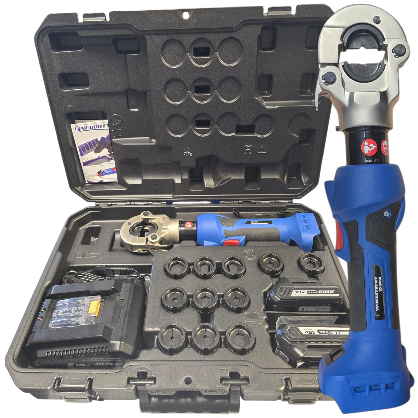 Akumulátorová lisovací lišta pro kabely a vodiče 6-300 mm2 Kalibrace Polska 60 kN