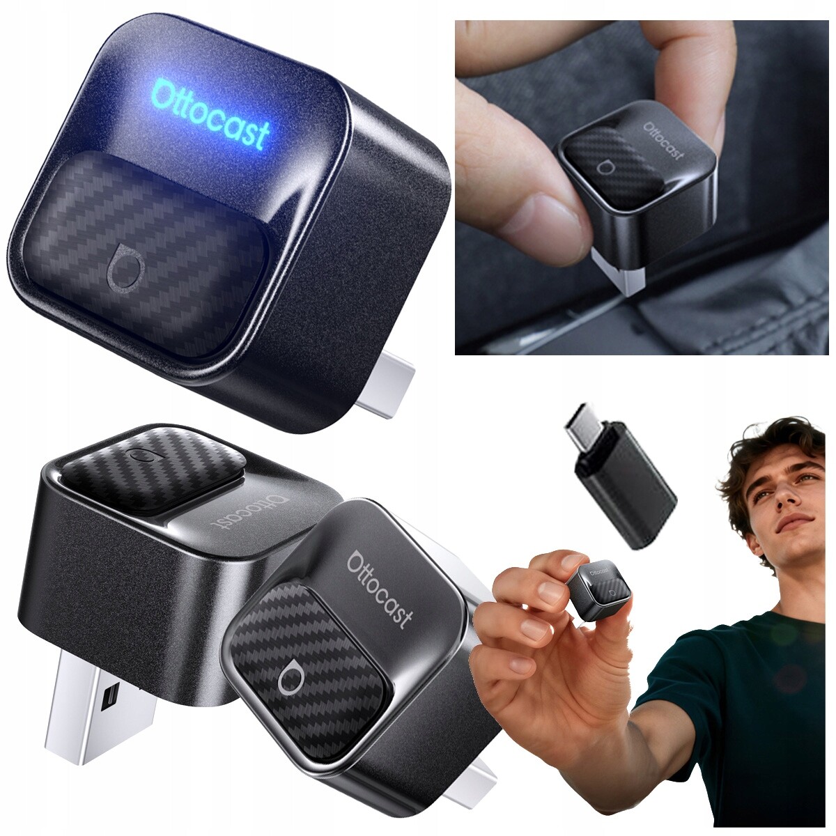 Bezdrátový adaptér Mini Core CA525-T3 CarPlay pro Android Auto Ottocast