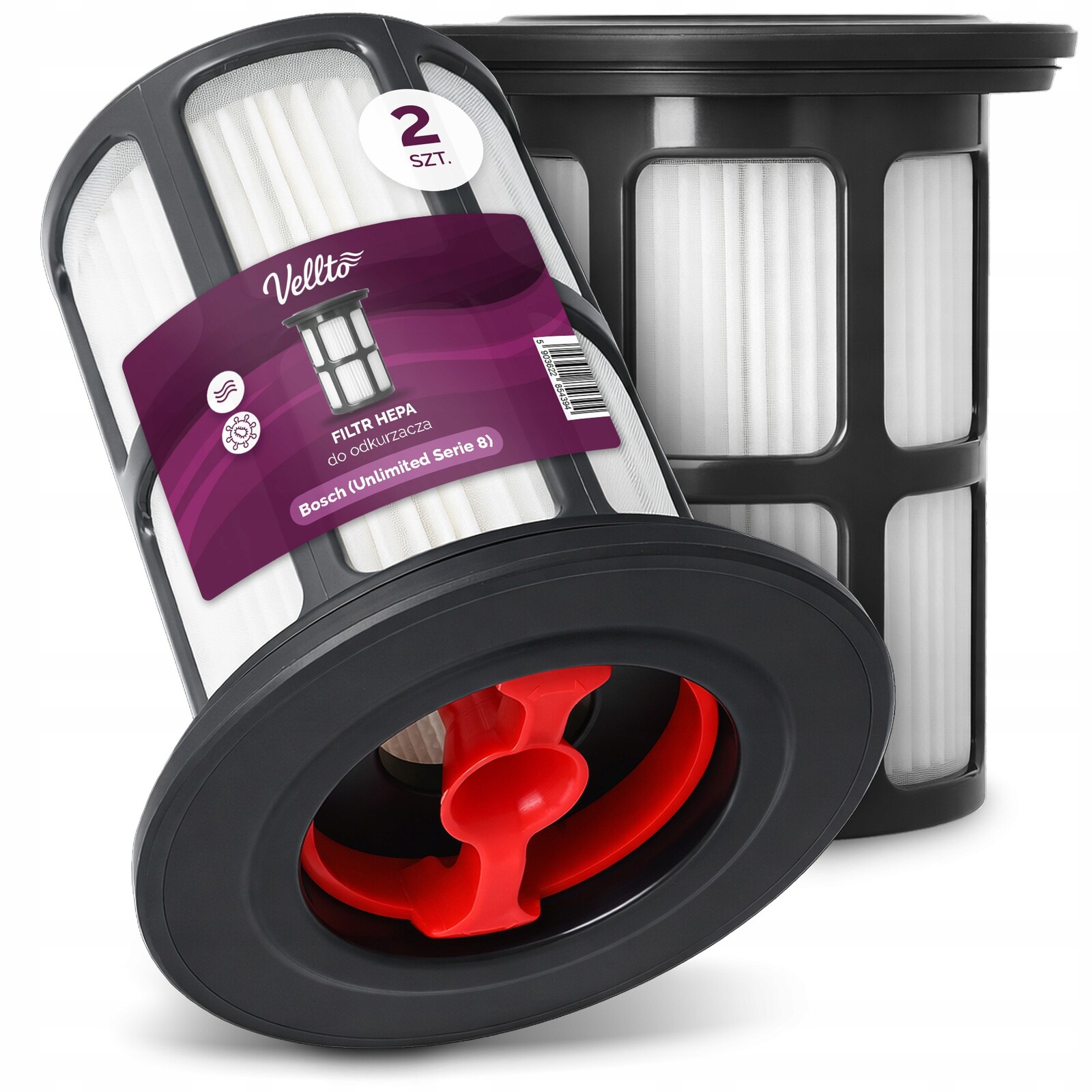 2x Hepa vzduchový filtr pro vysavač Bosch Unlimited Serie 8 BCS101GB Em-v