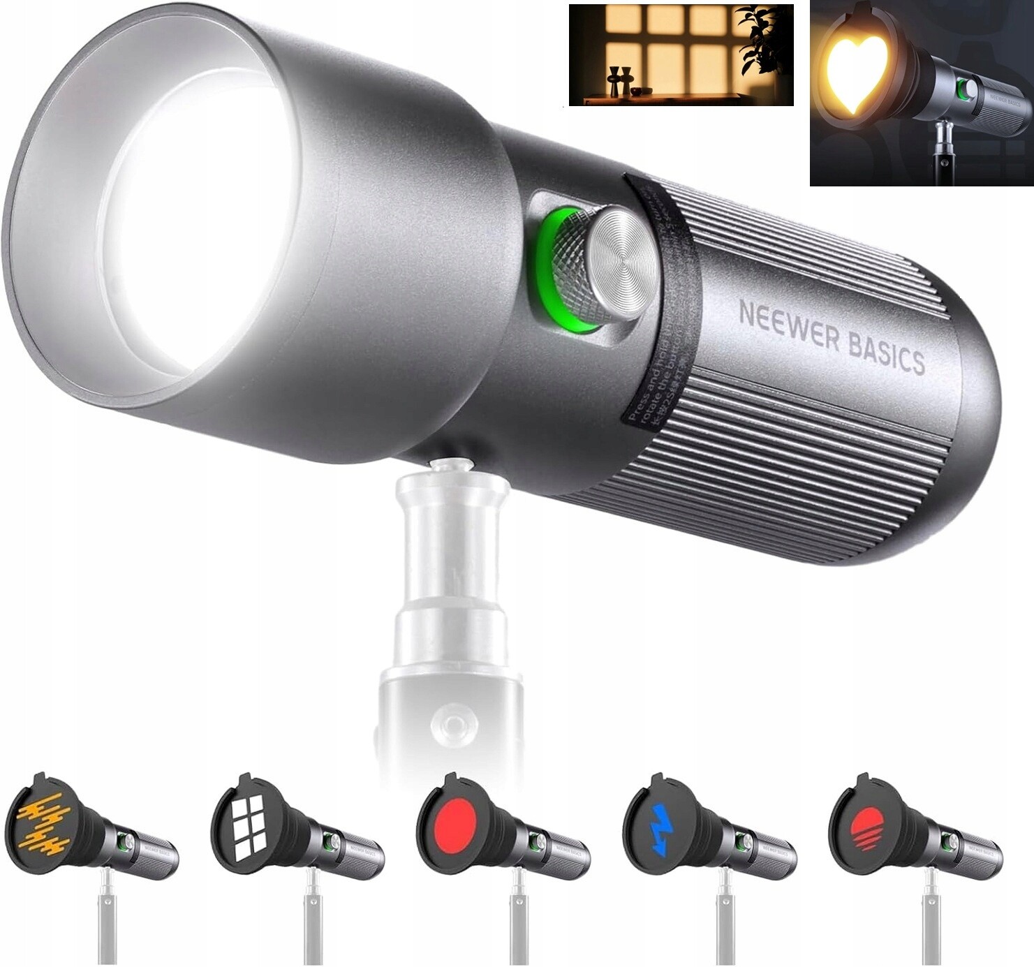 Led diodová lampa Tuba Fotografická svítilna 10W Filtry Gobo Zoom Neewer