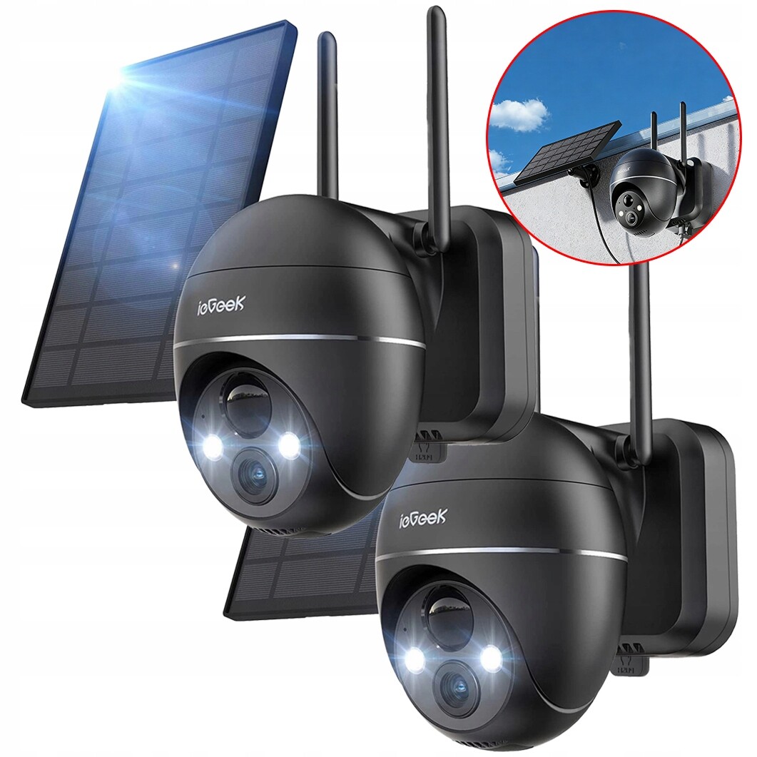 Venkovní Ip kamera ieGeek Wifi Solární Kamera Otočná 2K 2KS