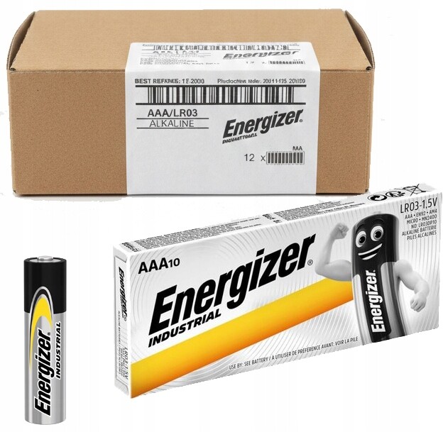 120 X Alkalická Baterie Energizer Industrial Aaa R3 LR3 Box