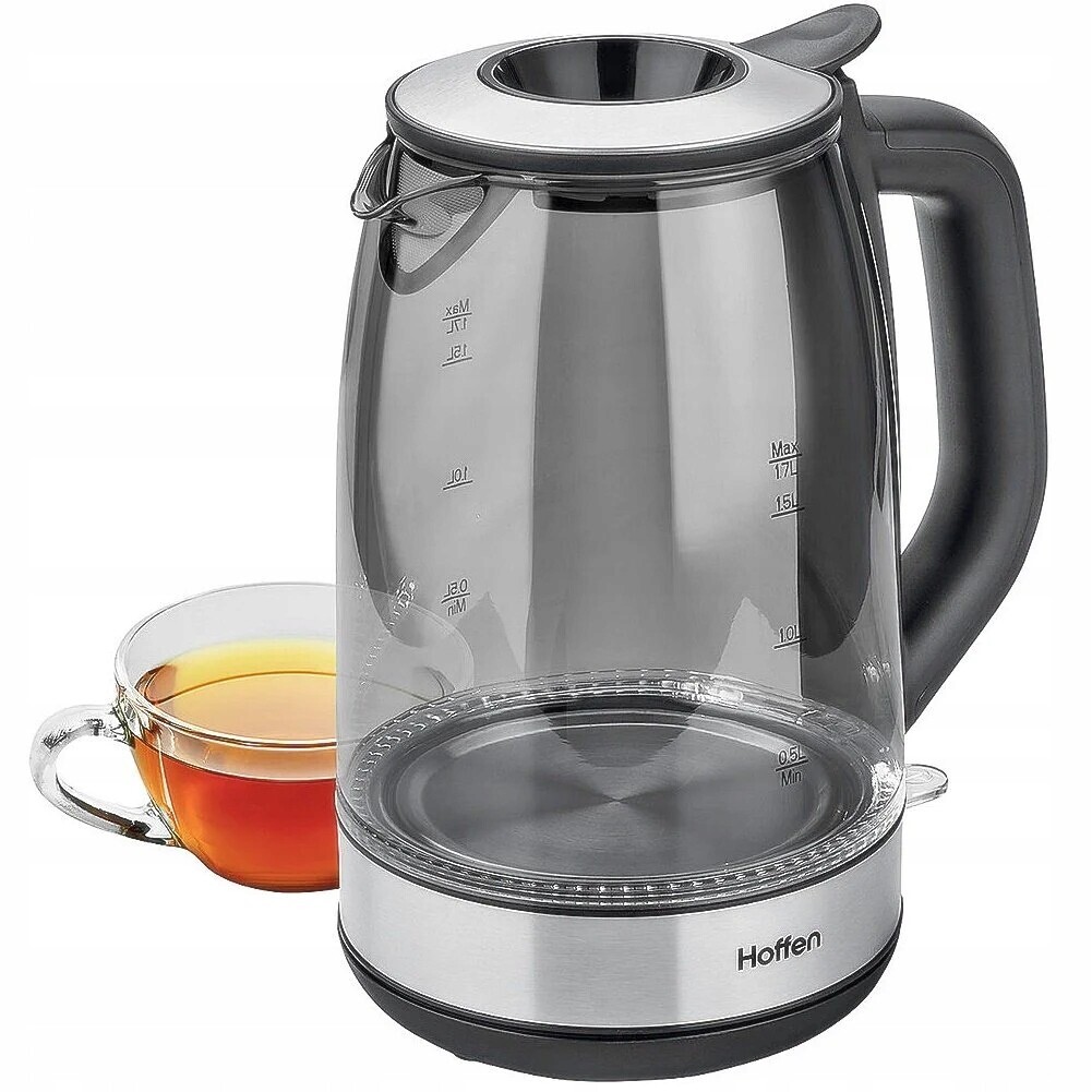 Hoffen Rychlovarná konvice skleněná Černá 2200 W 1,7 l
