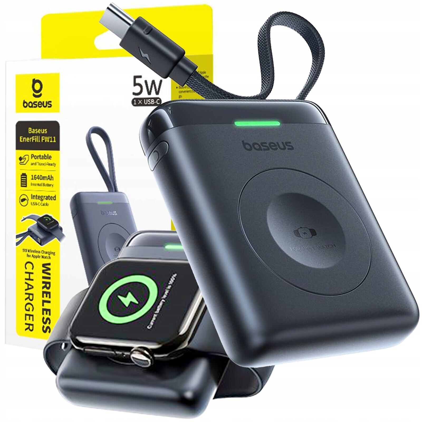 Powerbanka Pro Apple Watch 1-10 Se Se 2 Ultra Ultra 2 Baseus 5W Usb-c Kabel