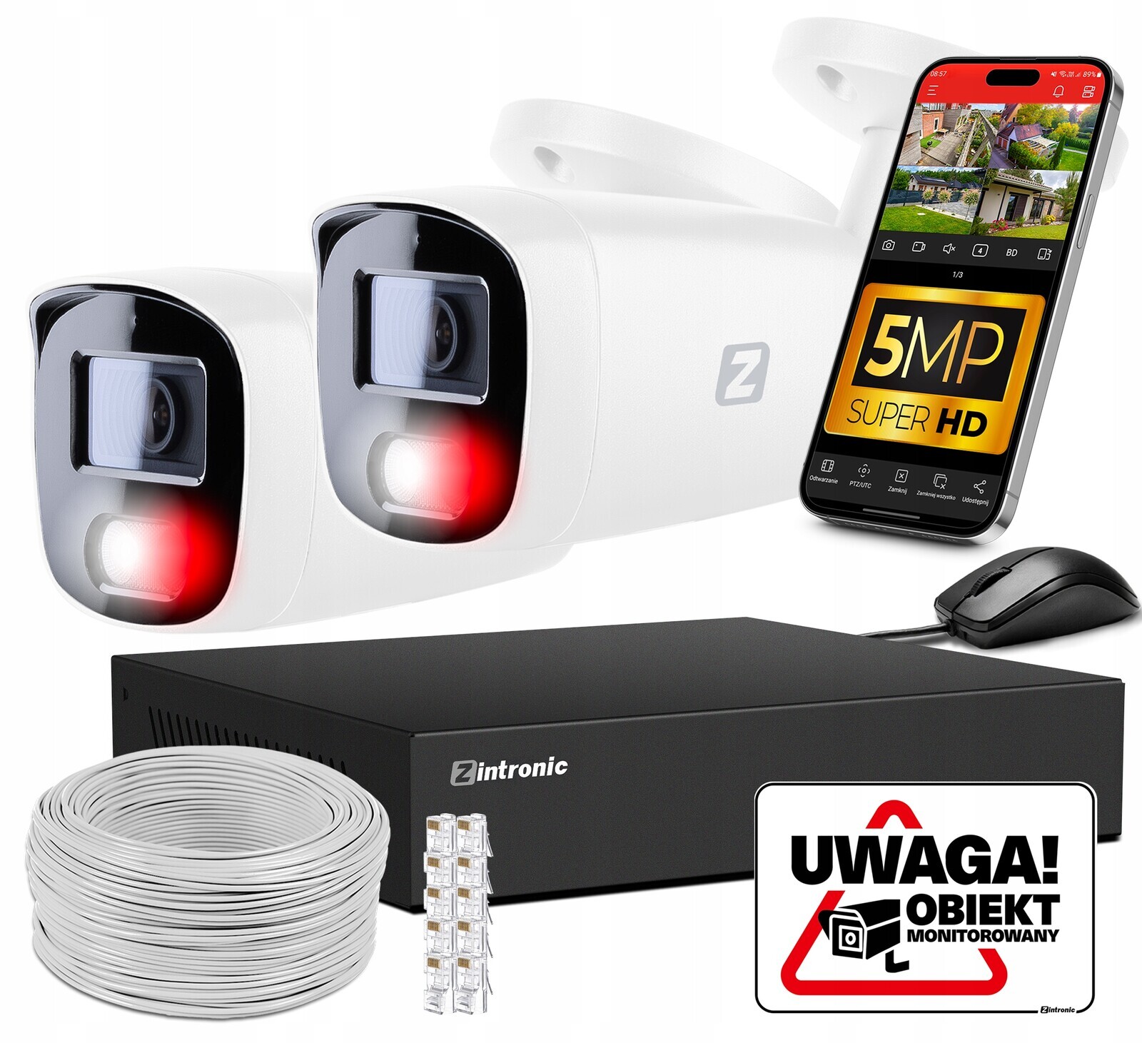 Sada Kamer Pro Monitorování 5MPX Ip Poe 2 Audio Kamery Detekce Lidí