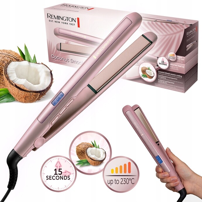 Žehlička Na Vlasy Remington S5901 Coconut Smooth Kokos 230C Mělká 110 MM