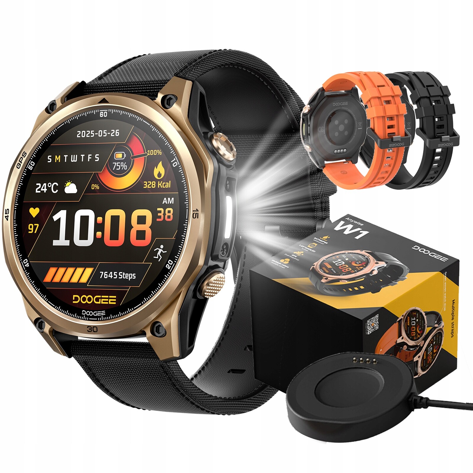 Chytré Hodinky Pánské Gps Amoled Hovory Menu Pl Voděodolné IP69K Sportovní hodinky