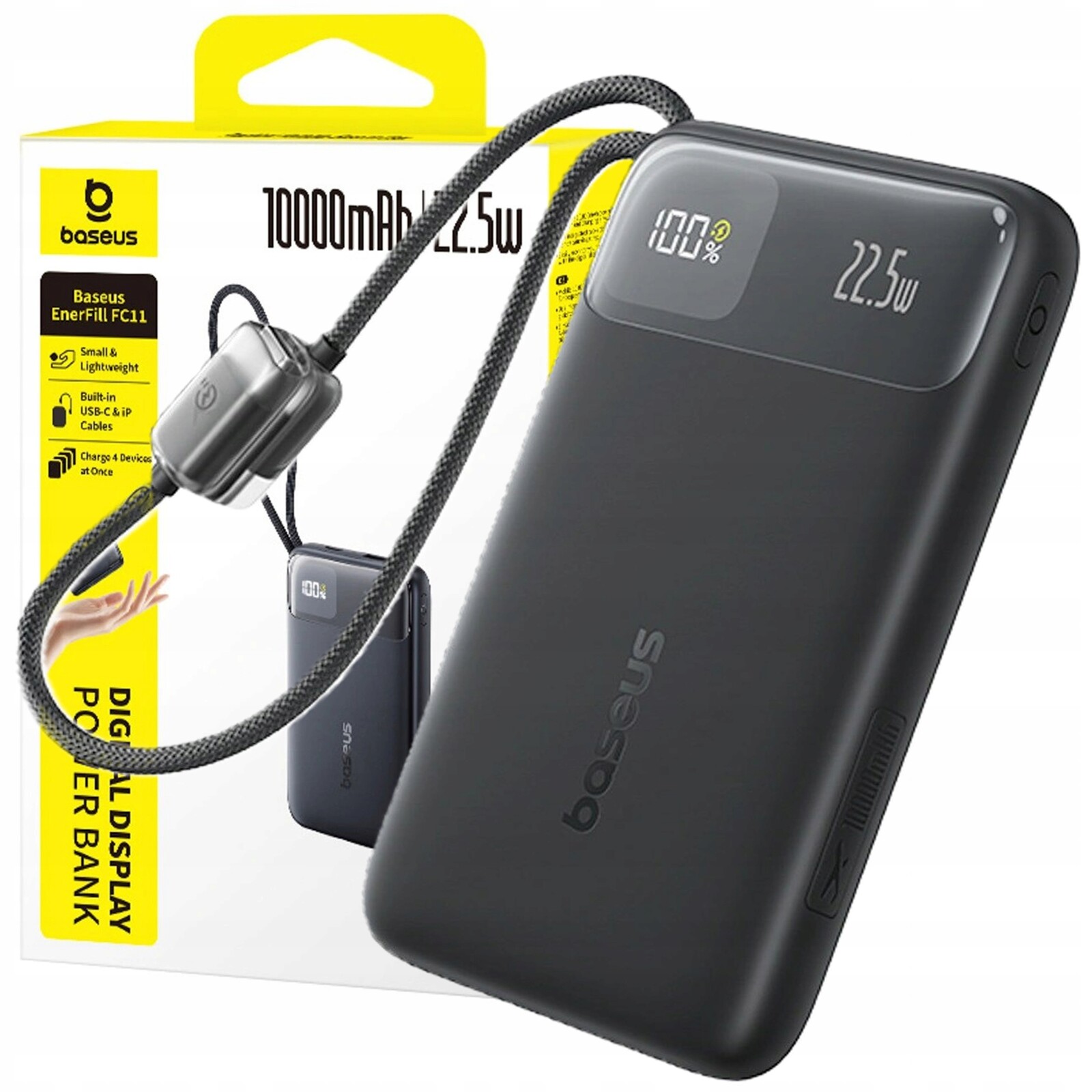 Baseus Power Banka 10000 mAh 22.5W S Kabelem Usb-c Lightnig Pro Apple Android