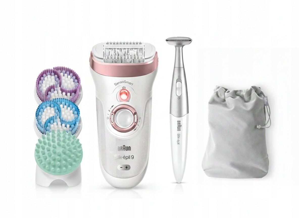 Depilátor holicí strojek Braun Silképil 9 SkinSpa SensoSmart sada nástavců pro zastřihovač