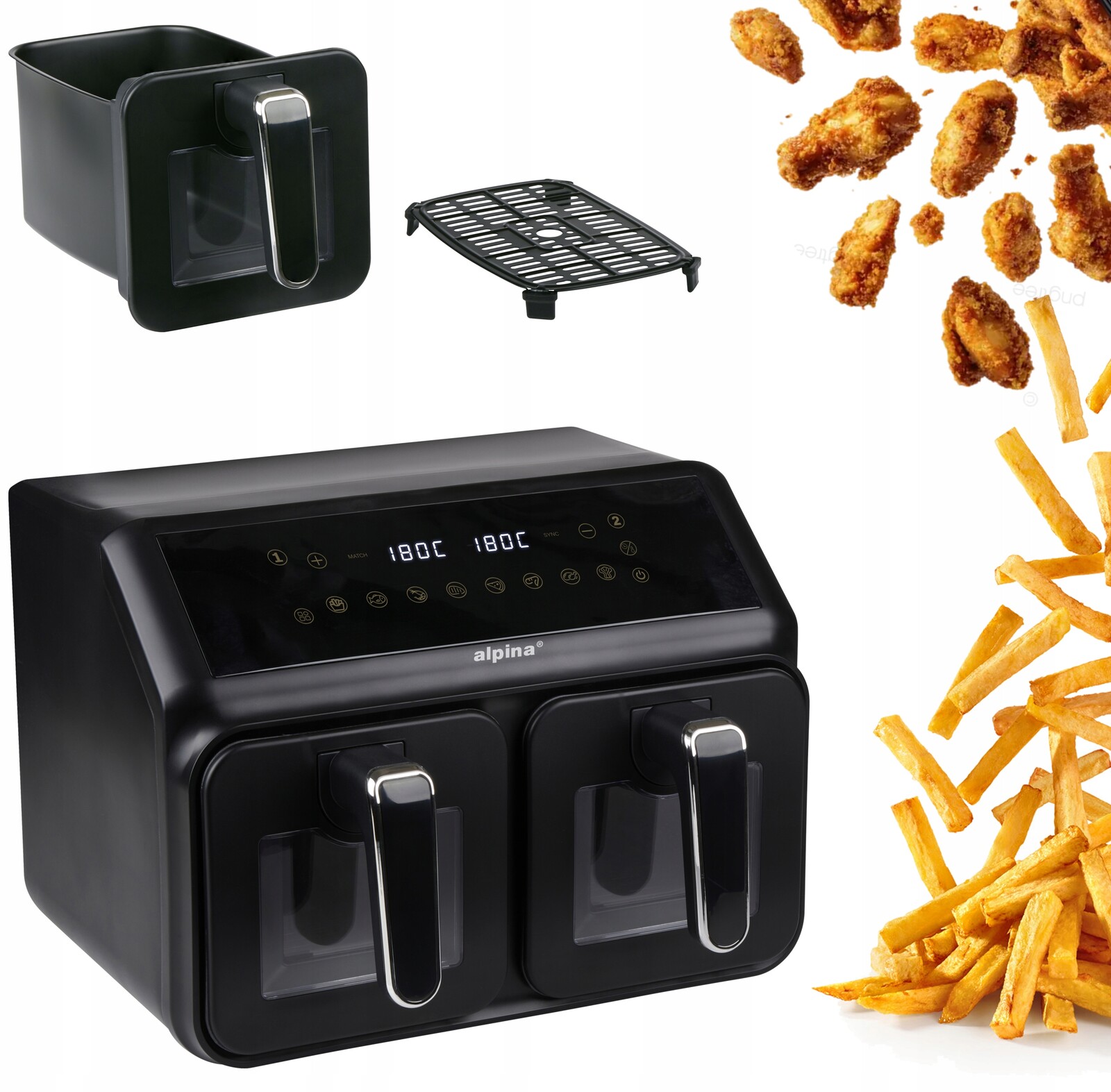 Dvojitá Beztuková Fritéza 8 Programů XXL 8 L 2X4 L 1700 W Digitální