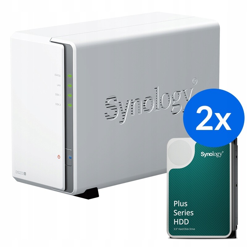 Synology DS223j /12T 2-pásmový Nas server v sadě s disky o celkové kapacitě