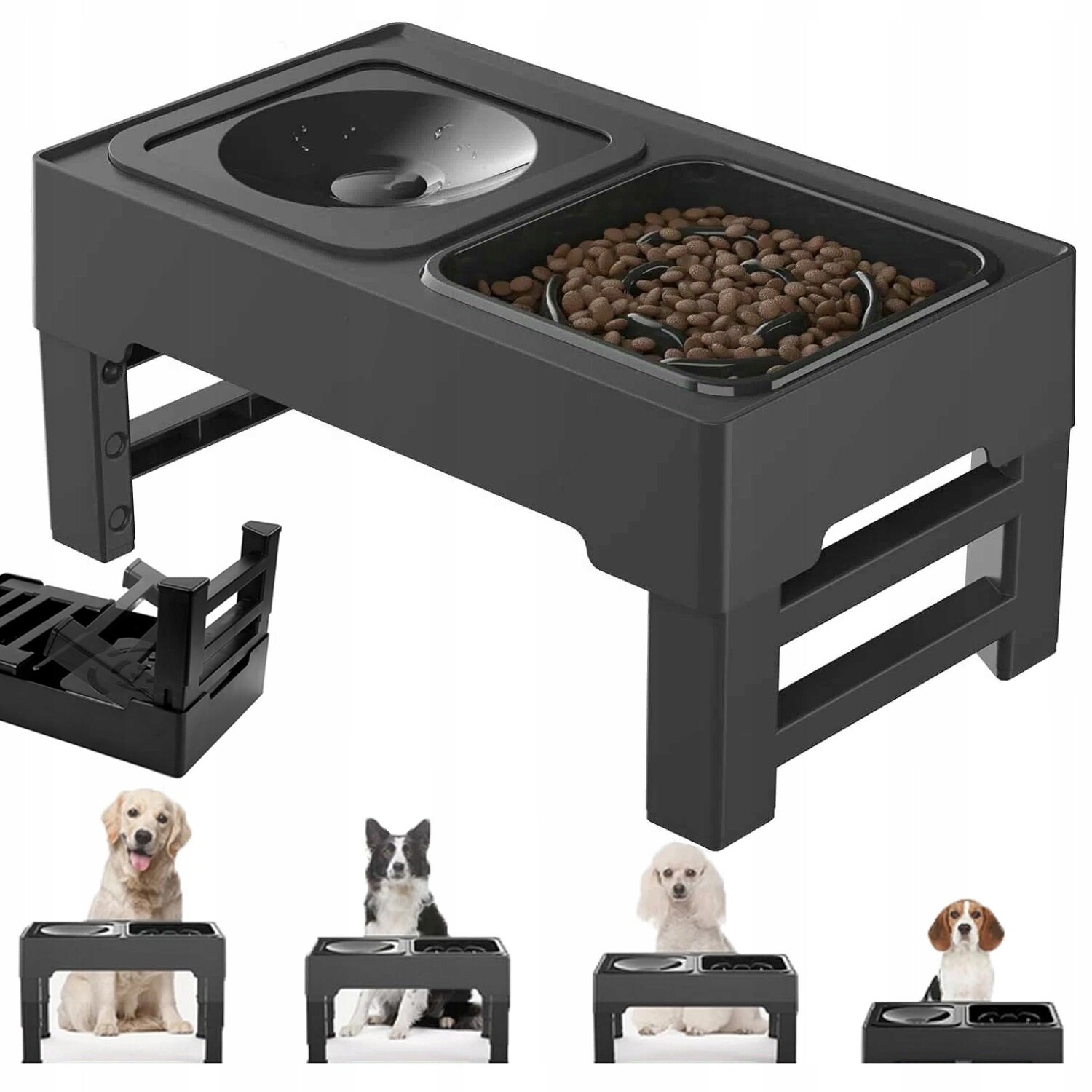 Černá Krmná Stanice Se 4 Nastavitelnými Úrovněmi Výšky