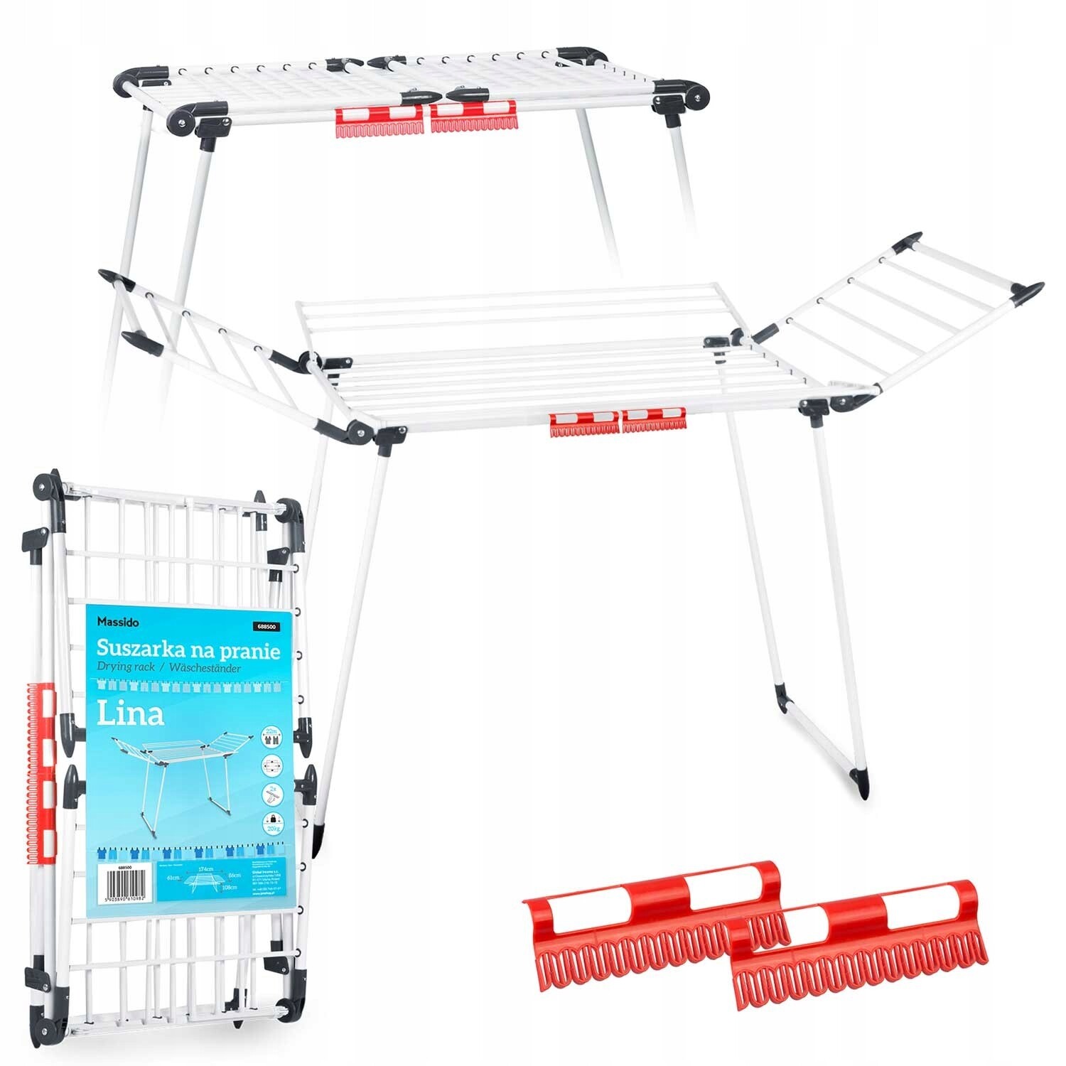 Sušák Na Prádlo Stojící Rozkládací Lano 22 Mb Bílá