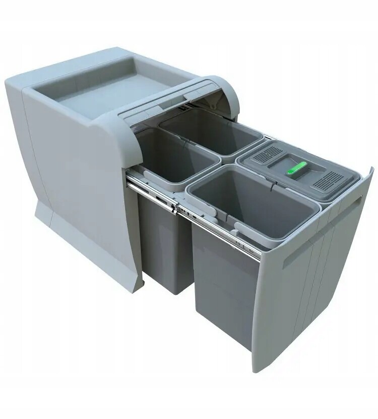 Elletipi City 4 x 8 L Vestavěný výsuvný odpadkový koš šedý