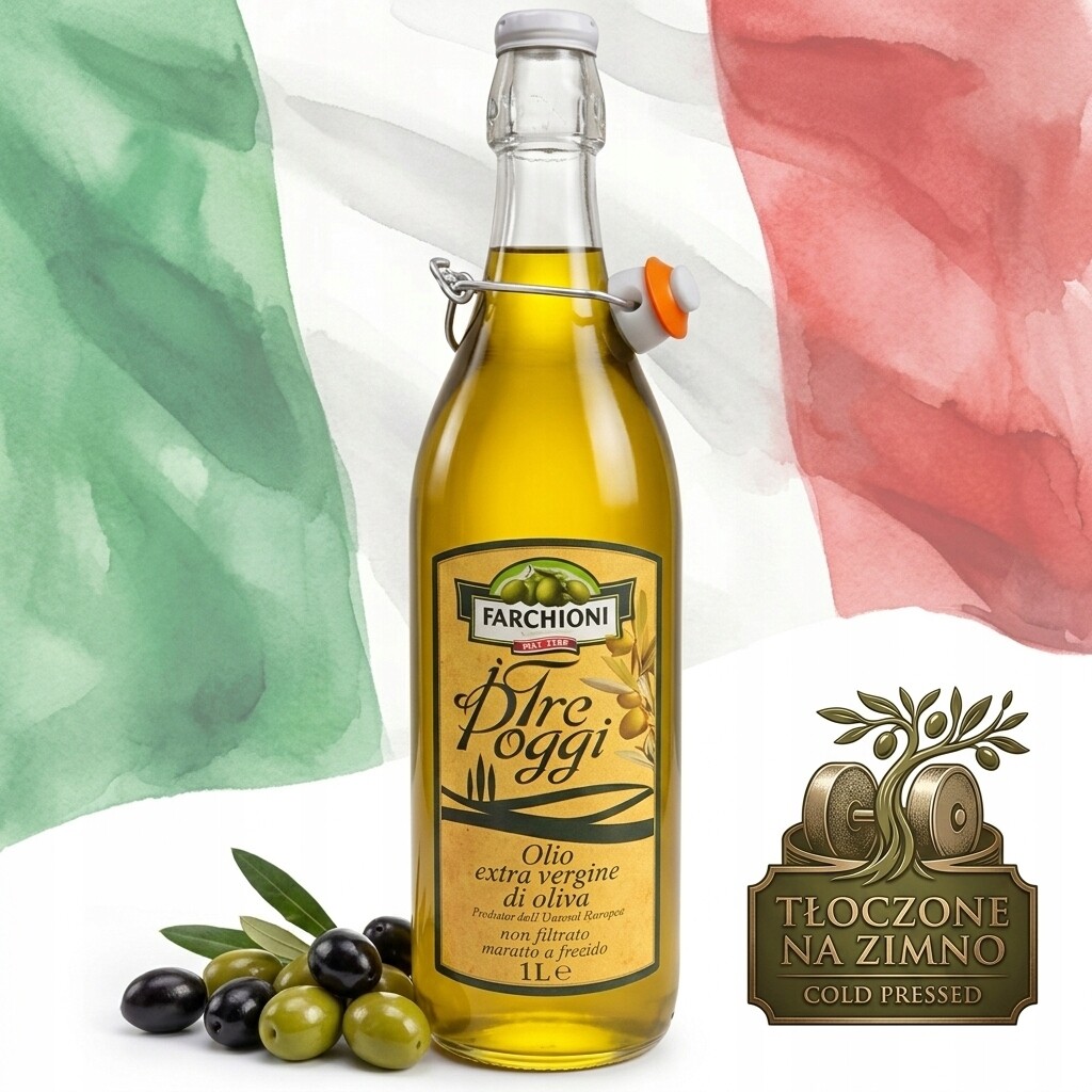 Italský olej Casolare Tre Poggi Farchioni extra vergine, nefiltrovaný za studena