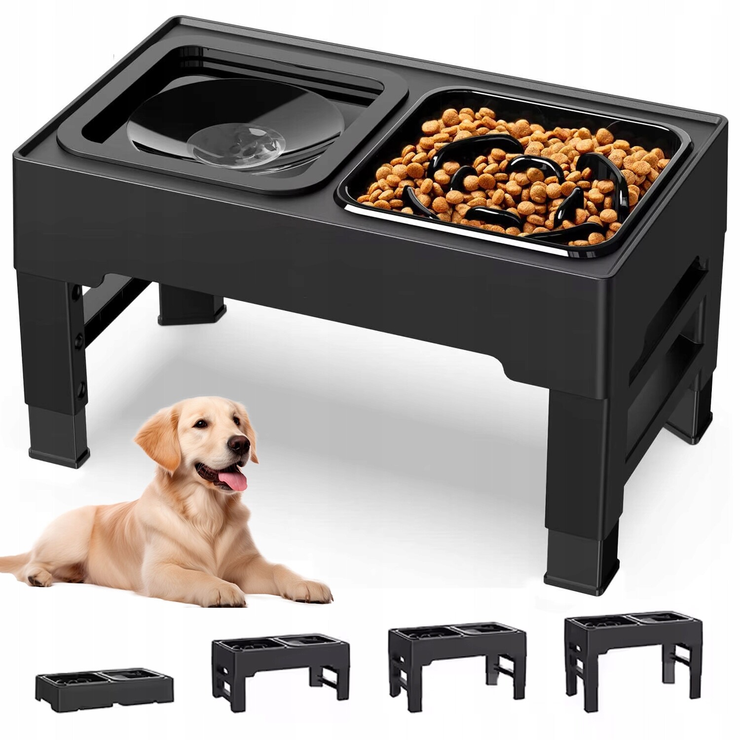 Miska Pro Psa Na Stojanu, Nechytlavá, Nastavitelná Výška, Zpomalující 2V1