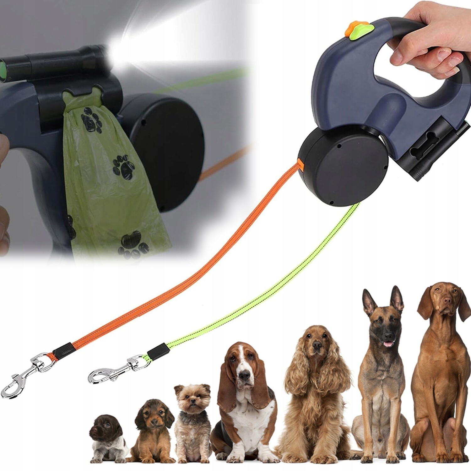 Vodítko 3 m Noční procházky Protiskluzová svítilna