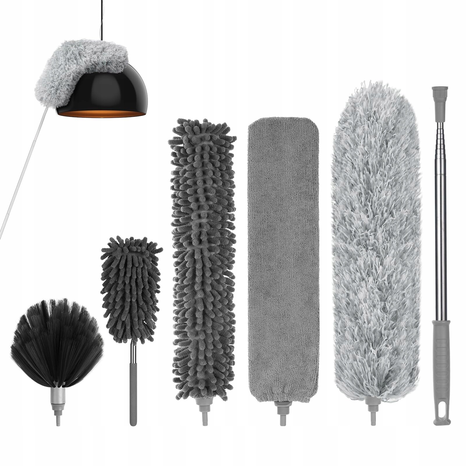 Vicloon Teleskopická sada na prach 8ks Mikrovlákno 243cm Mini Kartáč