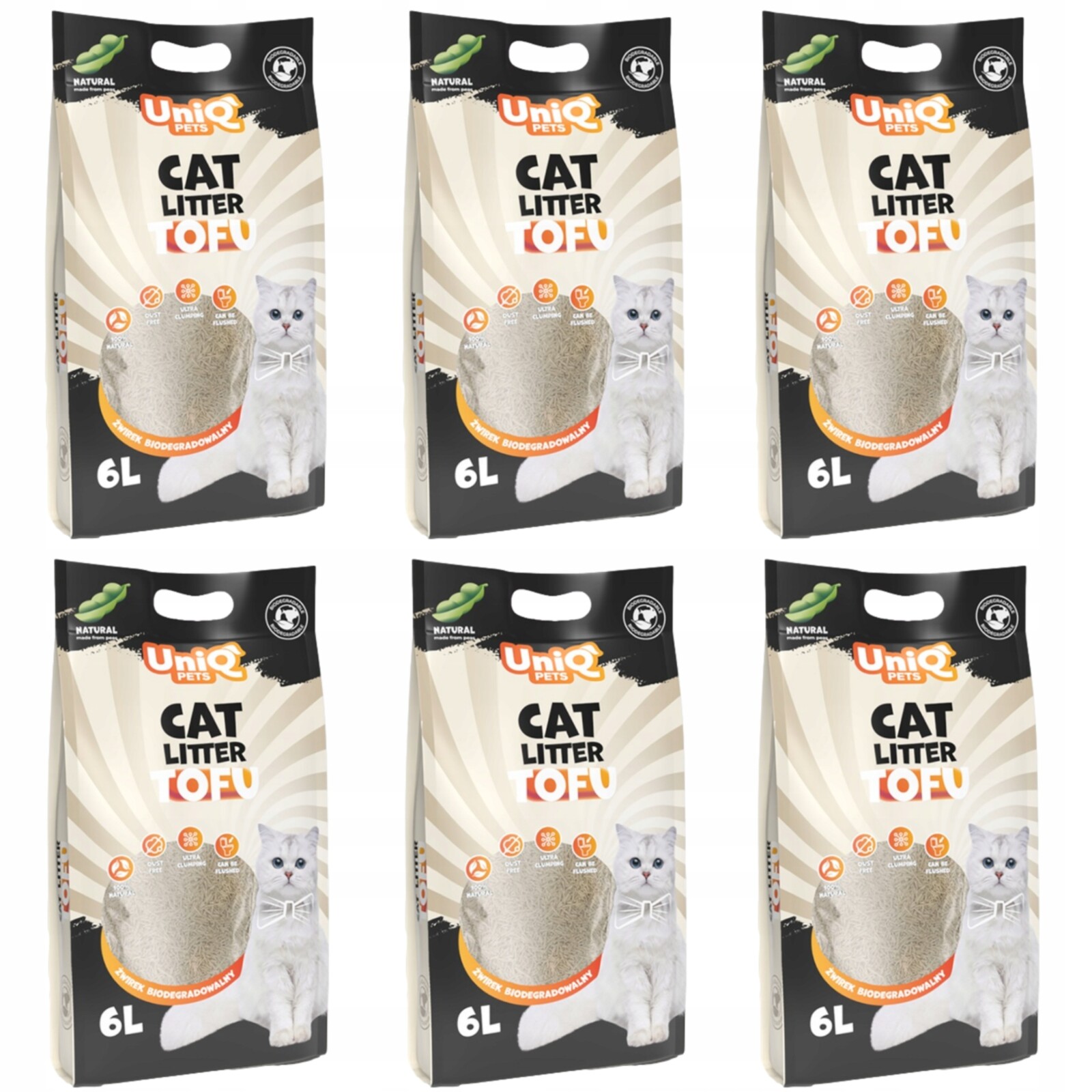 Stelivo stelivo pro kočky 6 x 2,5 kg Biologicky rozložitelné Eko hrudkující