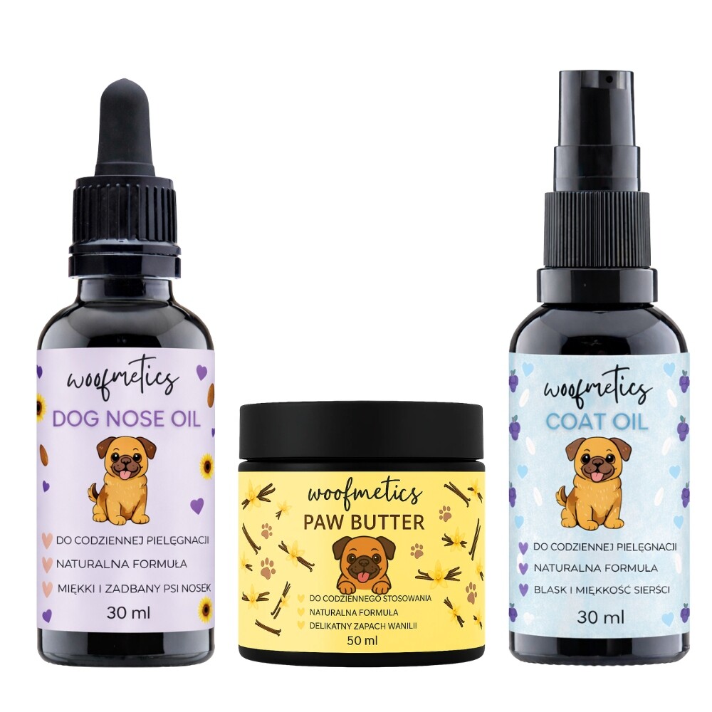 Pečující sada pro psy Máslo na suché tlapky Olej na nos a srst