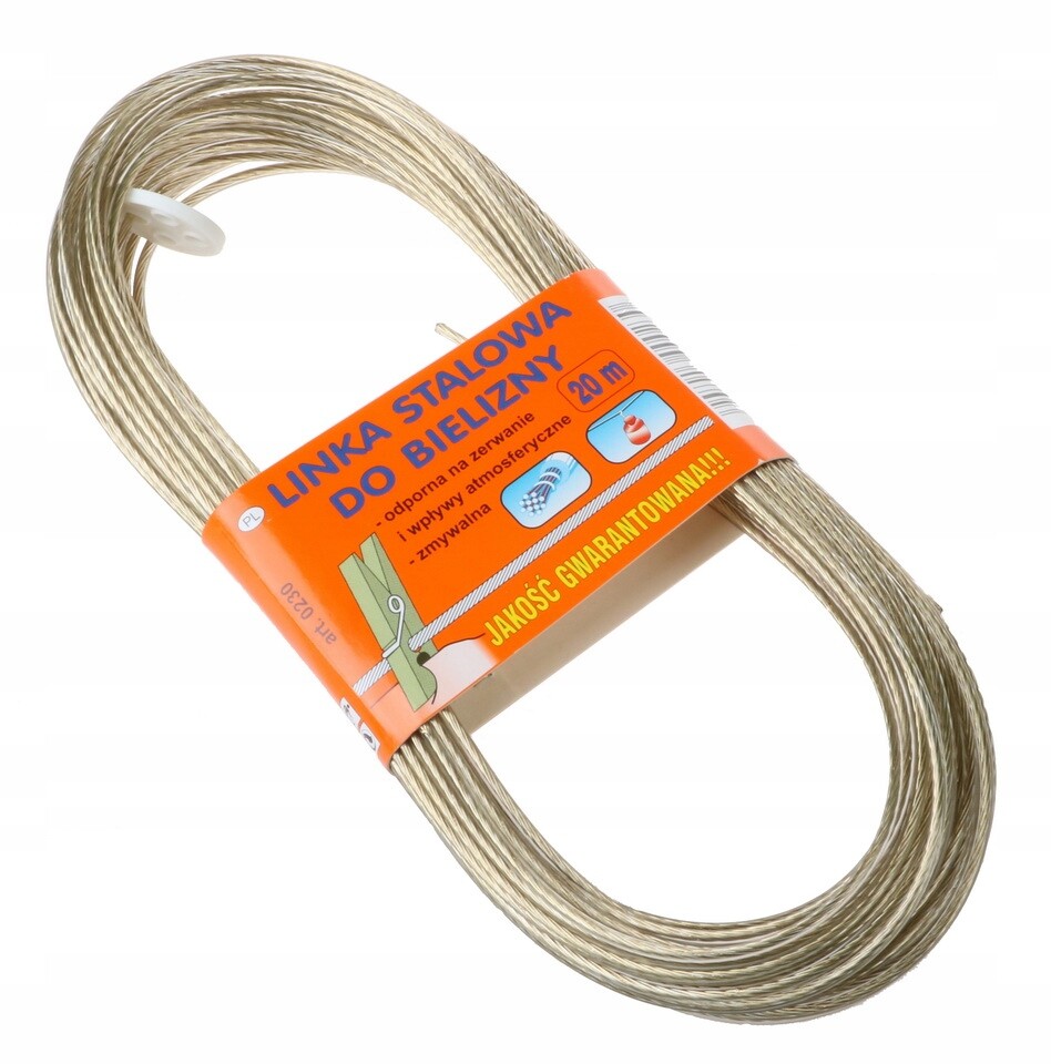 Šňůra na prádlo, šňůra na praní 20 m ocelová s napínákem Extra Strong