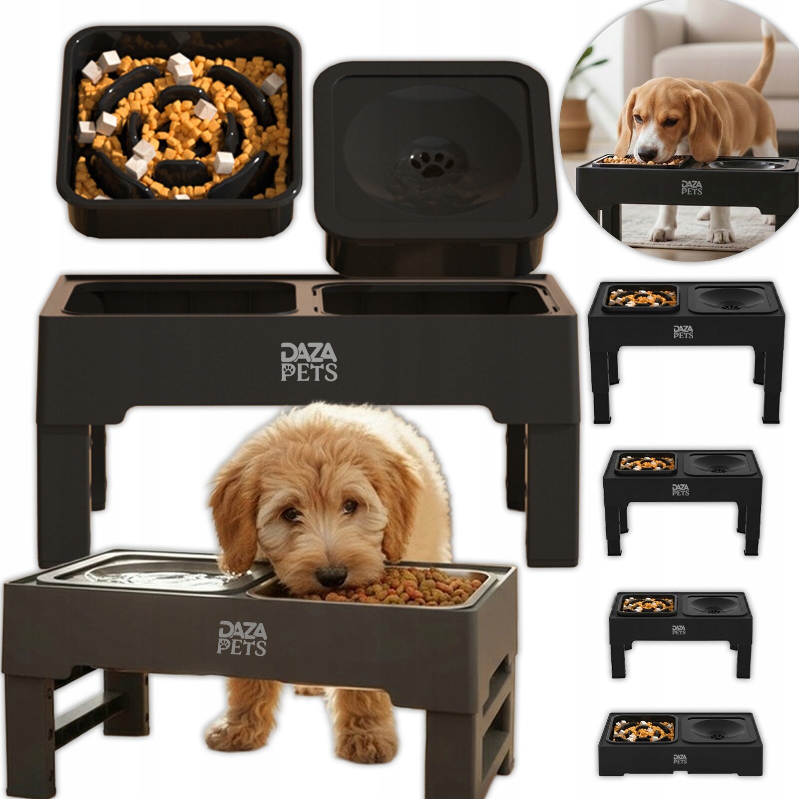 Miska Slowfood Pro Zvířata Dvojitá Regulace Velká Zpomalovací Miska 3v1