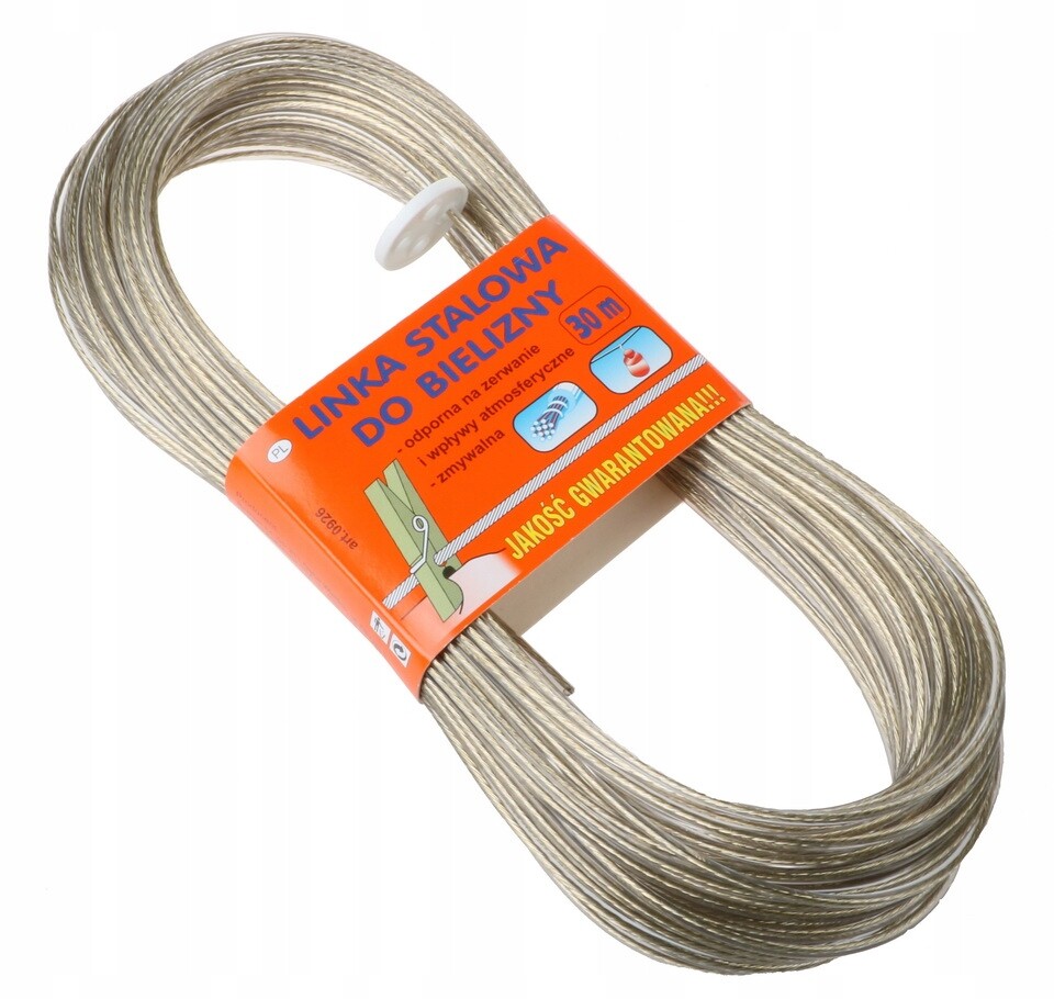 Šňůra na prádlo, šňůra na praní 30 m ocelová s napínákem Extra Strong