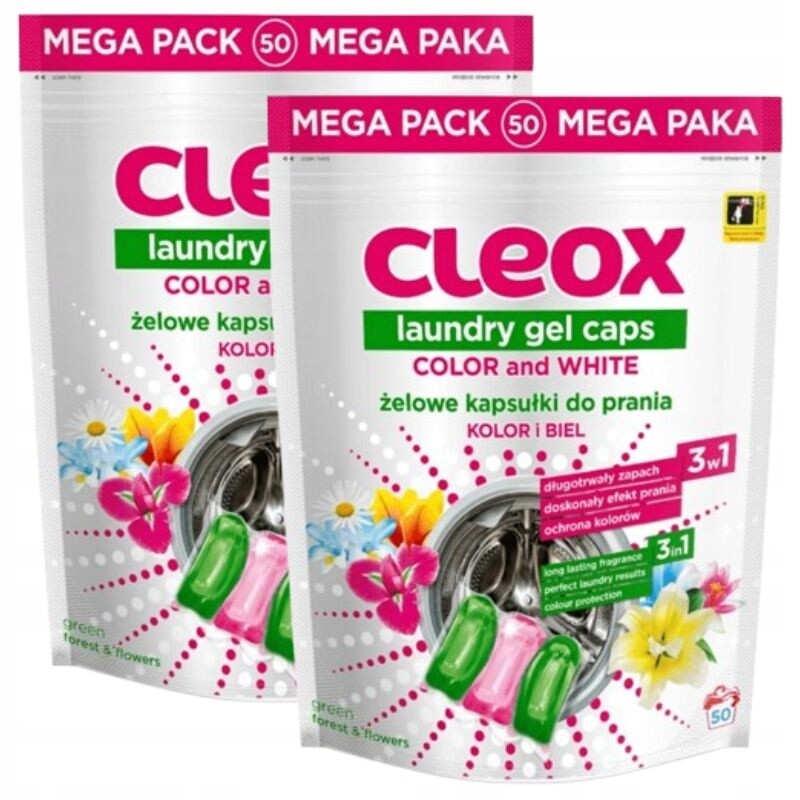 Set 2x Kapsle na praní Cleox 3v1 – 50 ks Síla 3-komorové formule!