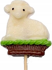 Velikonoční beránci z bílé čokolády na tyčince do košíčku 45 g x 40 Ks