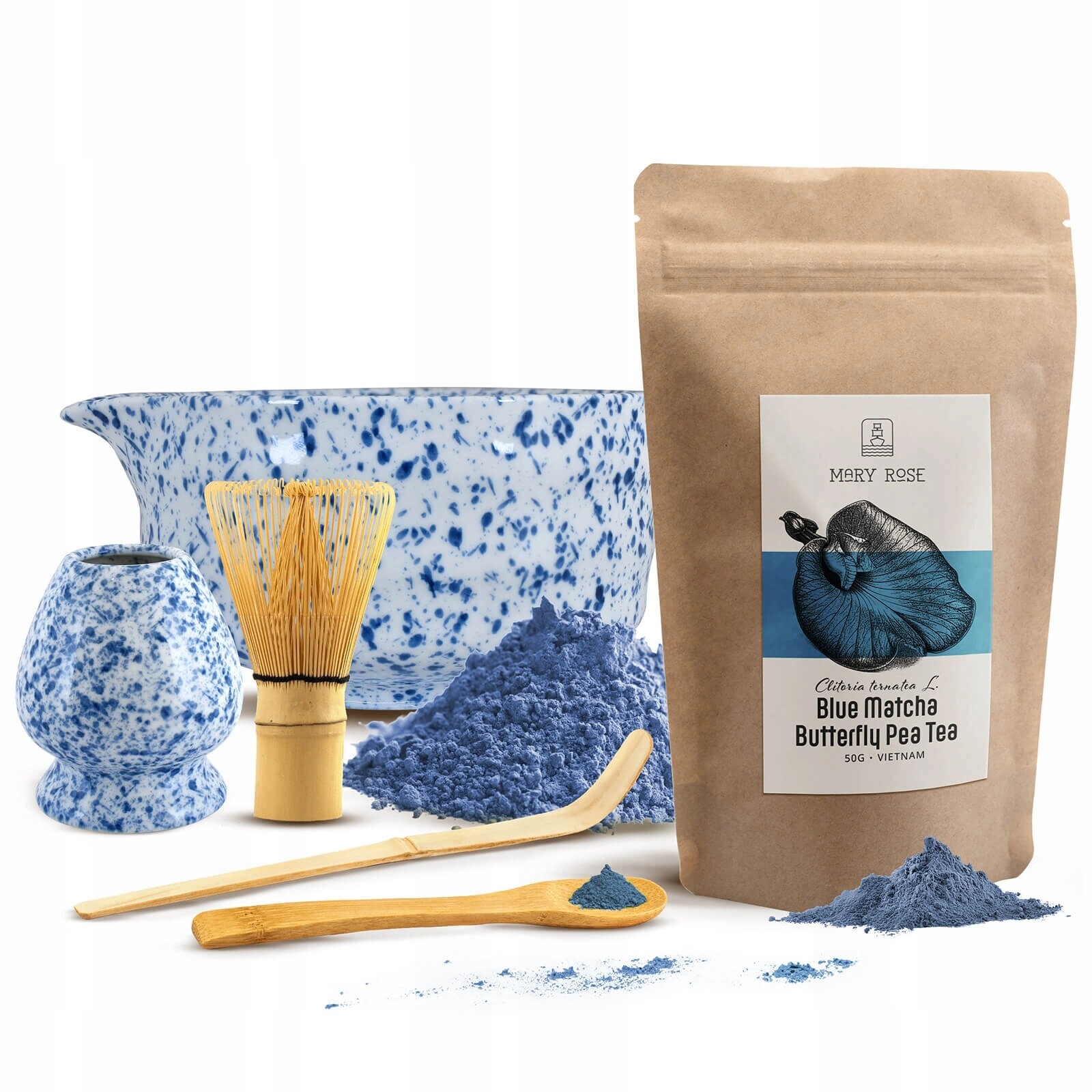 Sada pro přípravu Blue Matcha 50 g Příslušenství pro matchu