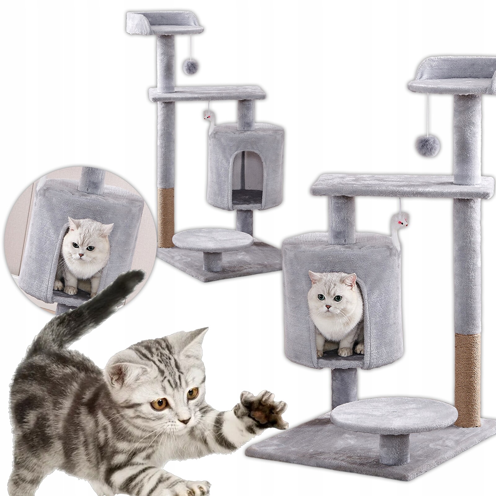 Patrové Škrabadlo Pro Kočky 90 cm Domeček Pelíšek Sloupek Na Škrábání Hračka