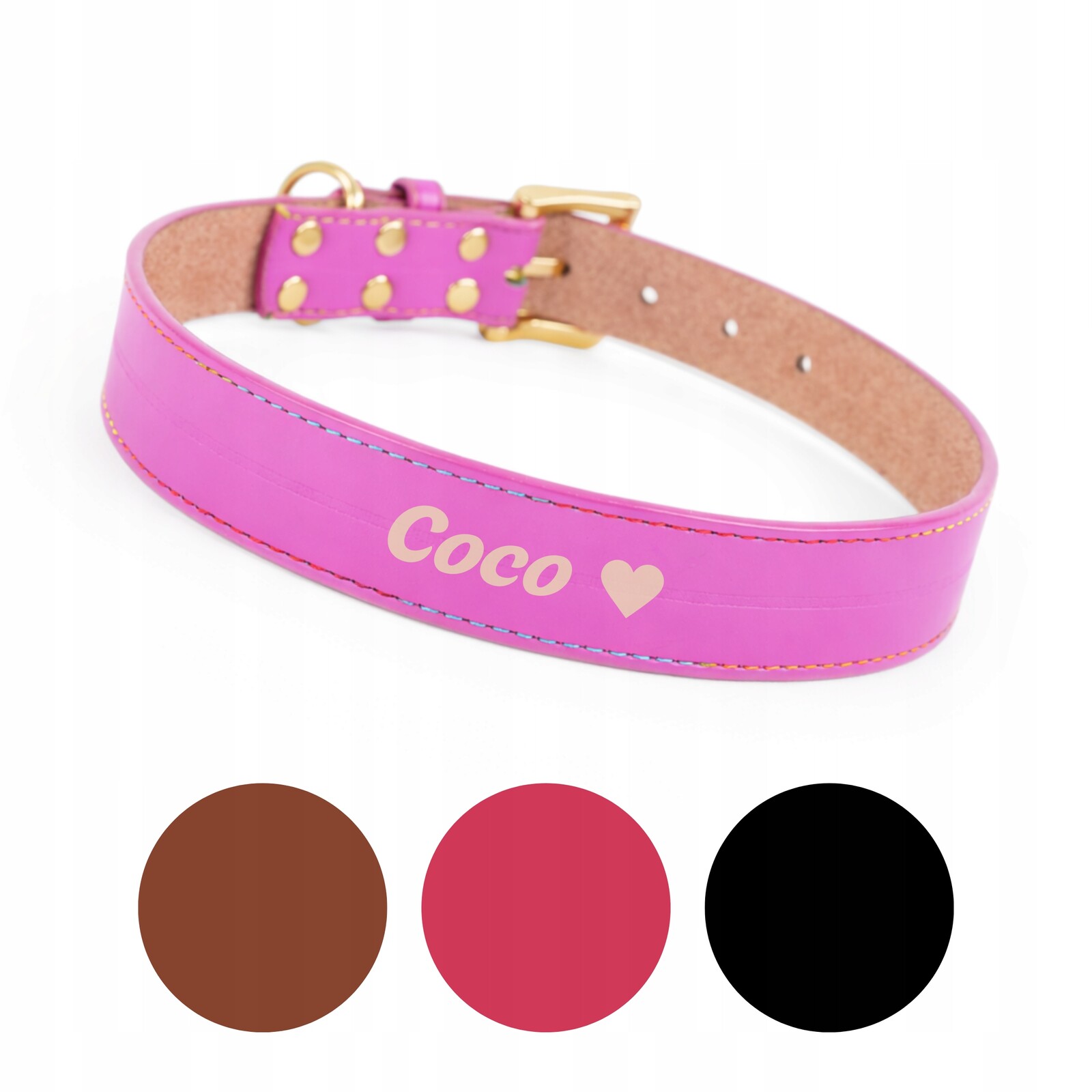 Obojek pro psa Silný nastavitelný kožený s gravírováním různé barvy S