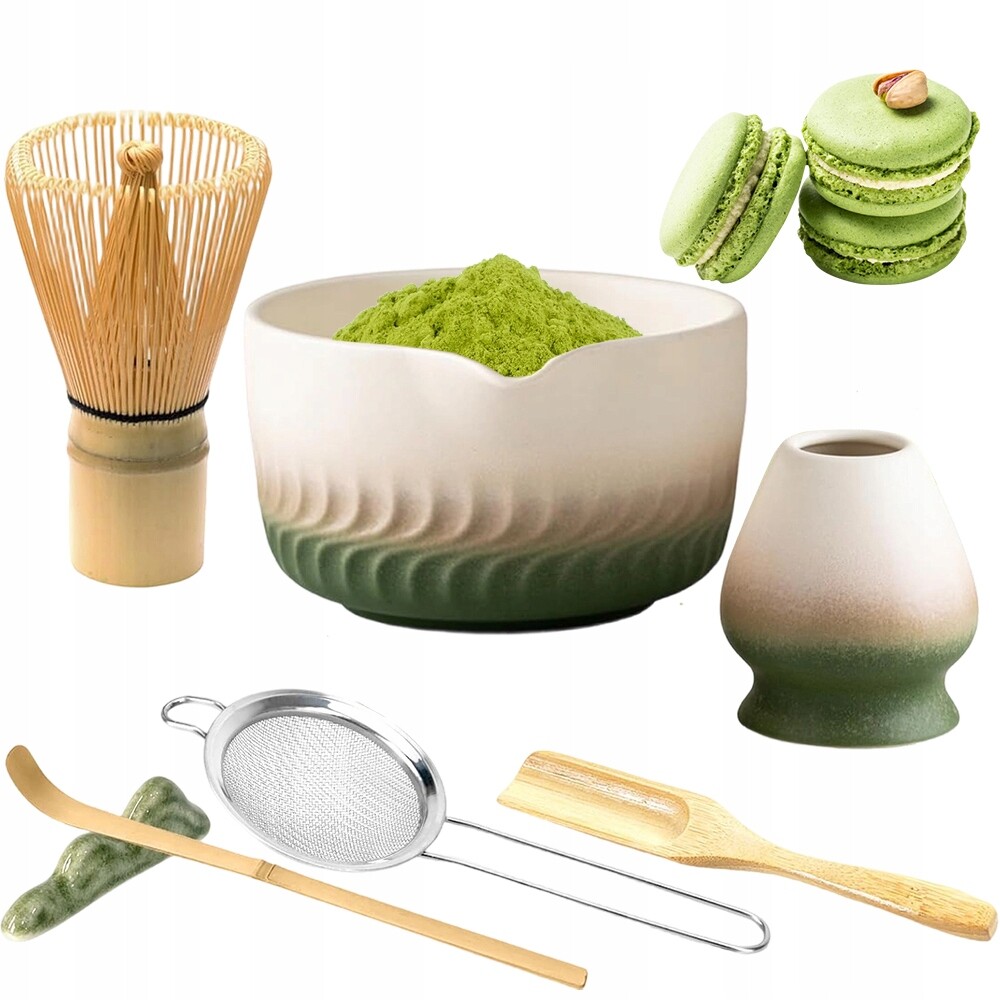 Sada příslušenství pro čaj Matcha miska, šlehací metla, sítko a držáky