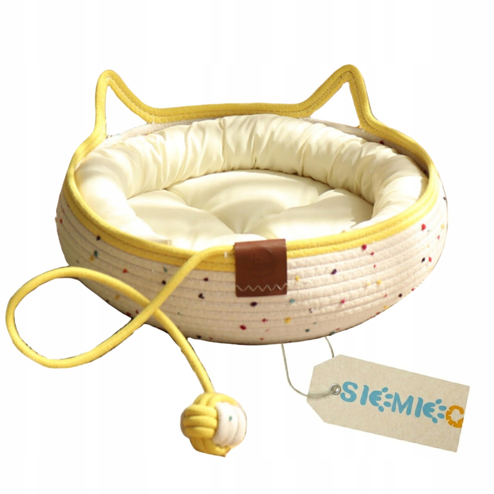 Pelíšek Pro Kočky S Pleteným Polštářem Potah Koš S Ušima Siemiec