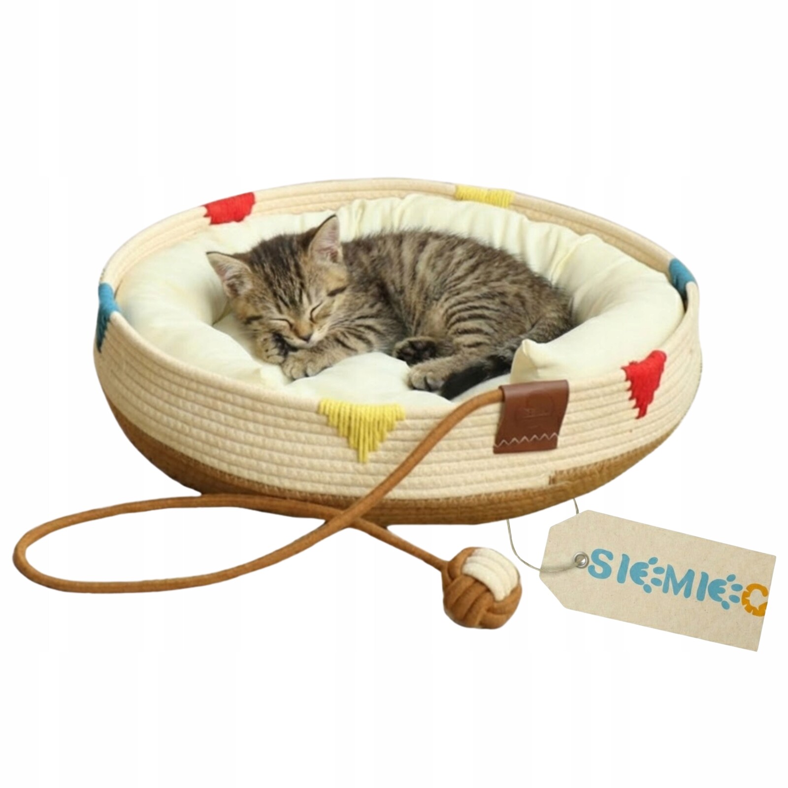 Pelíšek Pro Psa Kočku Plyšové Kulaté Polštář Béžové 46x46 L Siemiec