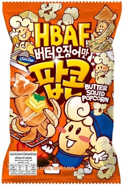 5 x Popcorn, korejská svačinka s příchutí máslových kalmarů 80 g Hbaf